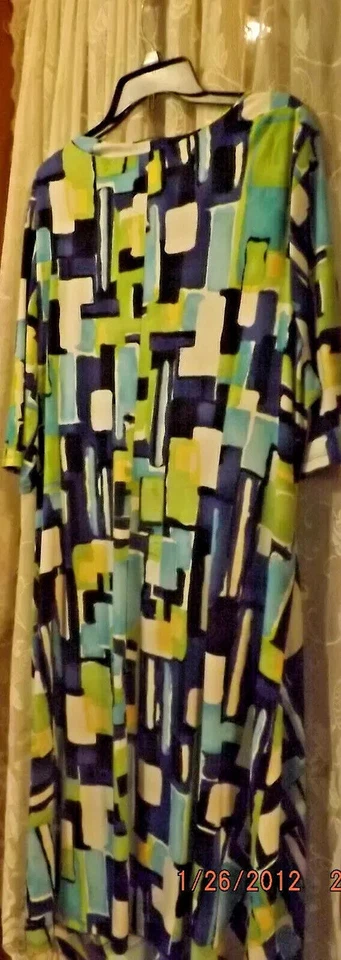 Женский размер 2 X платье-профессиональный складки бесплатно для путешествий - мульти синий новый - Изображение 4 из 4