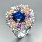 Handmade Blue Sapphire Ring 925 Sterling Silver Size 8 /R456139