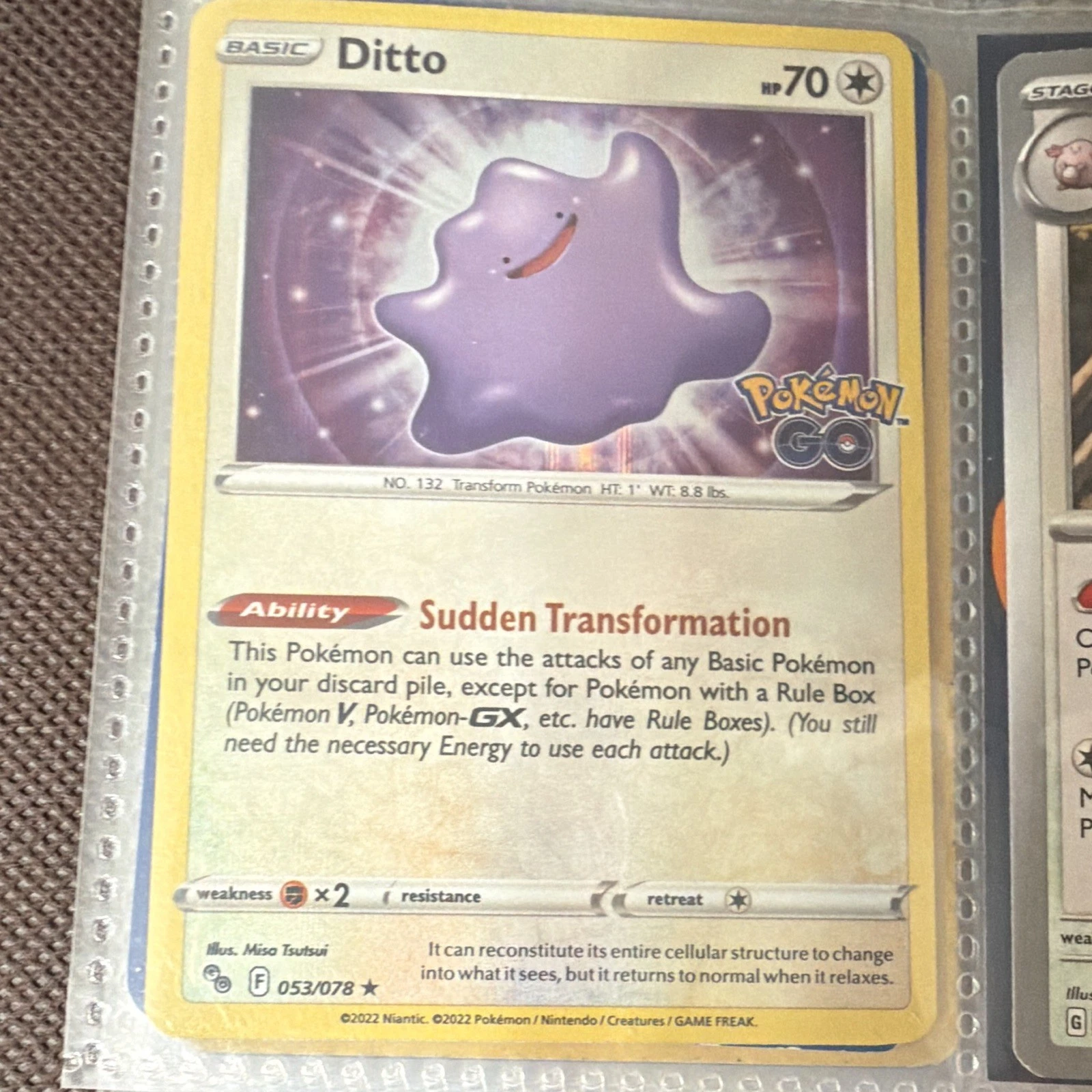 The Pokémon Company Pokemon TCG Ditto 053/078 Pokemon GO Holo Rare 2022 EN