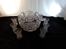 American Brilliant Cut Glass 1876-1916  holiday punch bowl  Monarch by Hoare