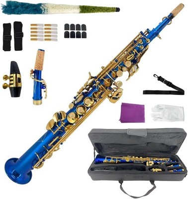 Straight Soprano Saxophone Bb B Flat with Case, Mouthpiece,Reeds & Accessories