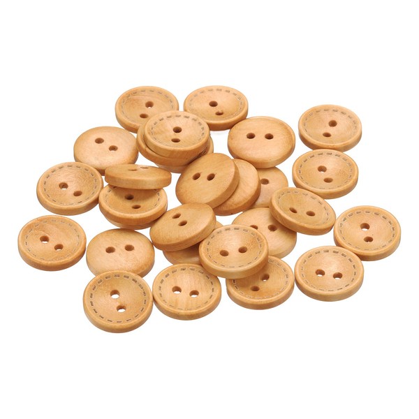 30 StüCk HolzknöPfe Zum NäHen,18Mm,2 LöCher,Rund,Zum Basteln,FüR Kleidung,Beige-image