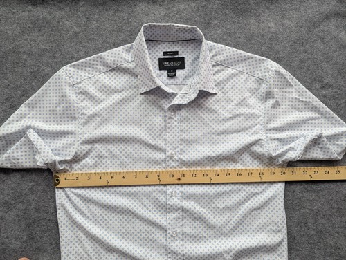 Camicia Kenneth Cole Awearness uomo M slim fit abbottonata manica corta bianca blu - Foto 6 di 6