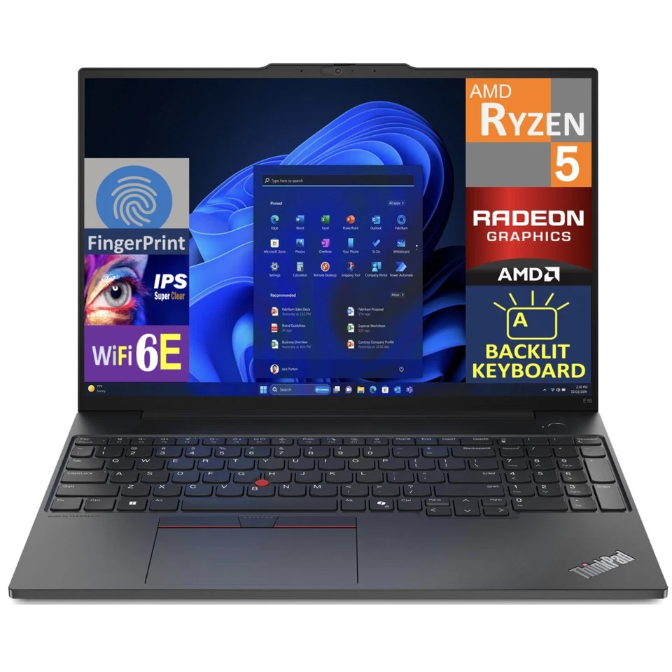 Lenovo Thinkpad E16 Gen 2 16" WUXGA AMD Core Ryzen 5 7535U 32GB 2TB W10P Laptop