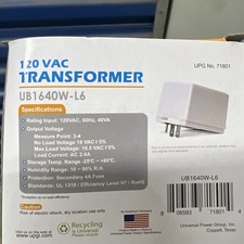 UPG Security 120VAC Transformer UB-1640W-L6 New in box.