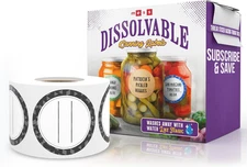 Canning Labels Dissolvable Stickers for Mason Jars and More (2" round 200/Roll)
