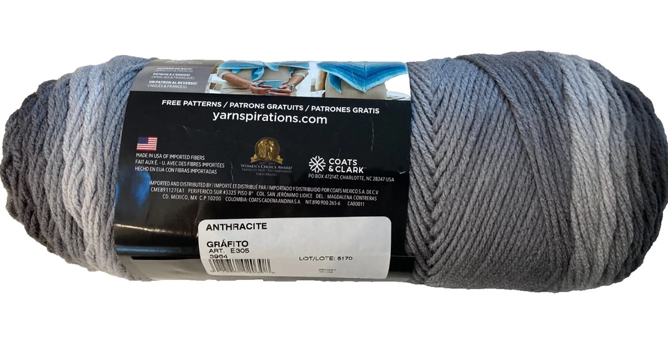 LOT OF 3 SKEINS Red Heart Super Saver Ombre Yarn Anthracite Gray NWT - Image 4 of 4