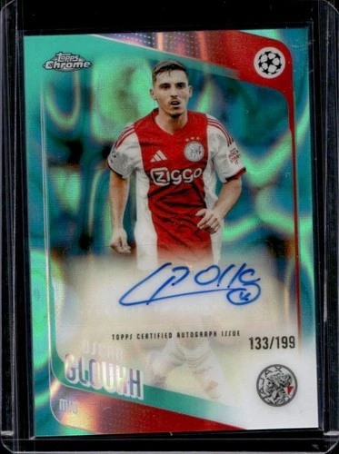 2025-26 Topps Chrome UEFA CC Oscar Gloukh Auto Aqua Lava Refractor #/199 Ajax