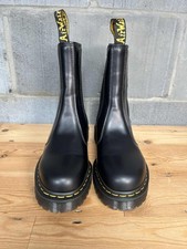 Image of DR MARTENS 2976 QUAD BLACK LEATHER PLATFORM CHELSEA BOOTS UK 10 / EU45