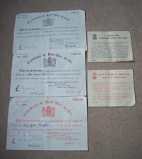 3 Certificates of Post-War Credit 1942 -1944 - 1945 Bolton District