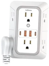 USB Wall Charger Power Strip Surge Protector with 4 USB Ports (2 USB C) White