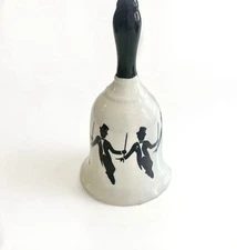 VTG Bell Dancing Men, Top Hats Canes Enesco Ceramic Silhouette Bl/White Jazz 6”