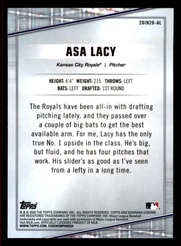 2020 Bowman Chrome Draft 20 in '20 #20IN20AL Asa Lacy - Picture 2 of 2
