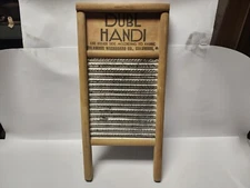 Vintage Small 18" x 8-1/2" Columbus Washboard CO. DUBL HANDI Washboard.