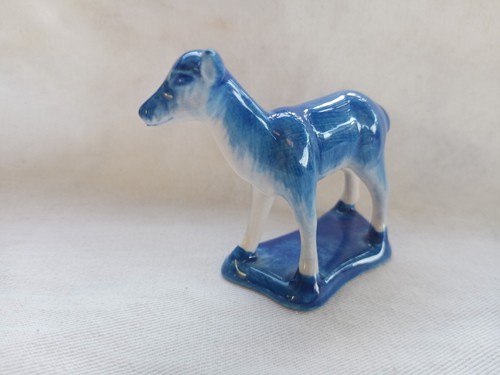 Vintage Ceramic Deer Figurine Female Porcelain Decor Wild Animal Blue Dollhouse - Picture 11 of 11