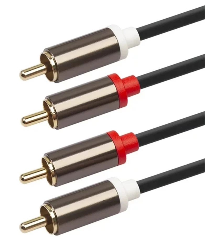 Twin 2RCA to 2RCA Cable Gold Plated 2 RCA Male to 2 RCA Male Stereo Audio Cable - Image 2 of 4