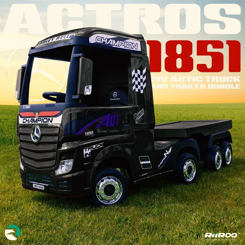 Mercedes Benz Actros 24v Battery Electric Ride-On Truck & Trailer EVA Wheels - Image 3 of 4