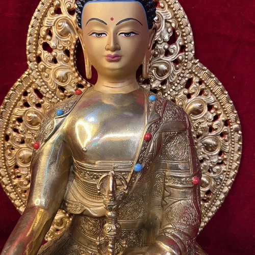 Real Buddha Mantra Aksobhya Buddha Statue blessed 12inch/30cm Copper gilding - Picture 5 of 6