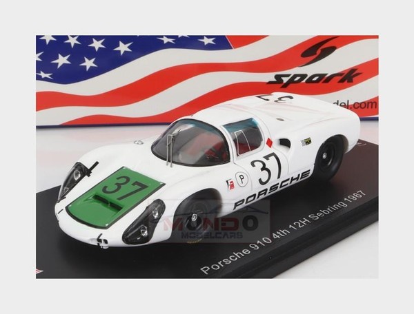 1:43 Spark Porsche 910 #37 4Th 12H Sebring 1967 J.Siffert H.Herrmann US271 Model-image