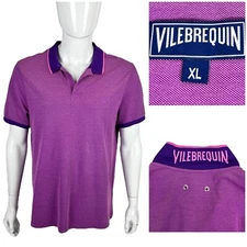 Vilebrequin Mens XL Polo Shirt Purple Short Sleeve Embroidered Turtle Logo
