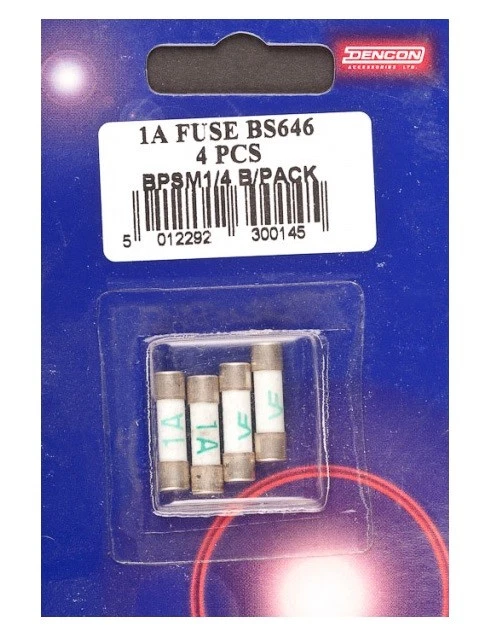 Dencon Pack Of 4 1 Amp Fuse BS646 Electrical Household Spares Plug Fuses