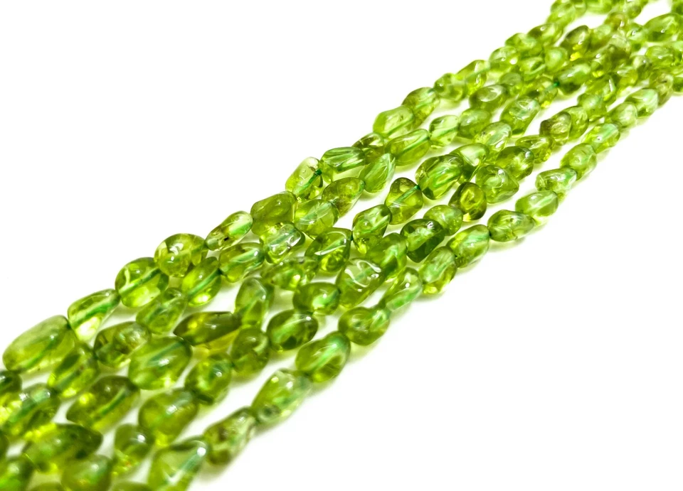 Natural Green Peridot Smooth Polished Nugget Chips Pebble Gemstone Bead - PG61A - Image 2 of 3