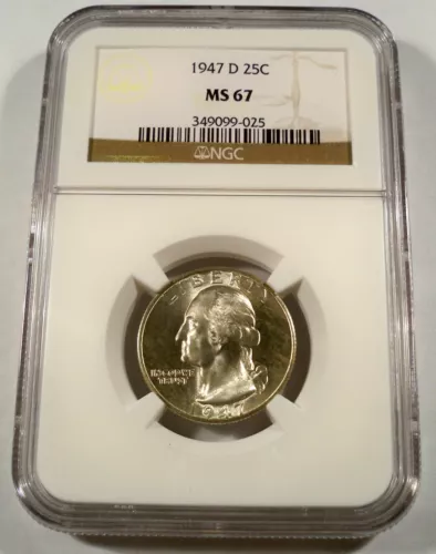 1947-D NGC MS67 WASHINGTON QUARTER 25c MS 67
