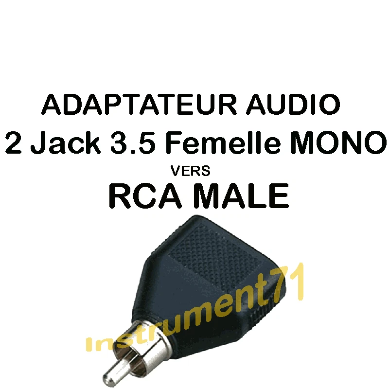 Adaptateur 2 Jack 3,5 Mono Femelle vers RCA Mâle Capot Plastique - Photo 1/1