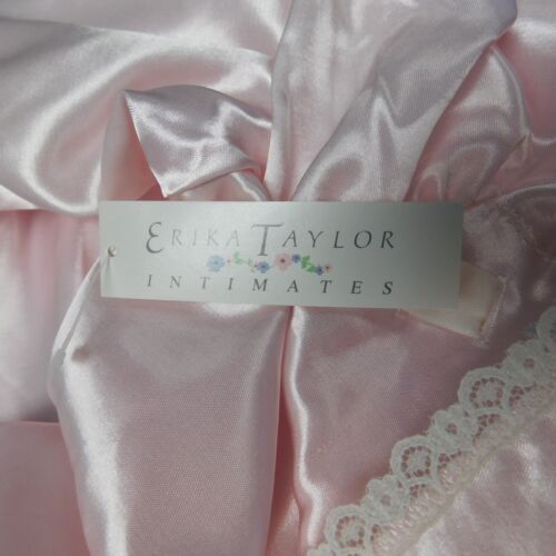 Vintage Erika Taylor Lace Trim Floral Embroidered Satin Nightgown - Medium #9672 - Picture 10 of 11