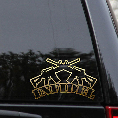 2pcs Infidel AR-15 Army Gun Car Sticker Window Door Skate Laptop Vinyl Decal