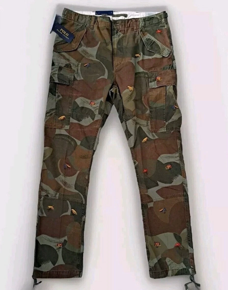 Polo Ralph Lauren Mens Fishing Embroidered Camo Cargo Utility Trousers | 34x32