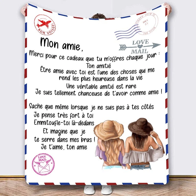 French Letters Blanket To My Son In French Warm Throw Blanket for Bed Sofa Gift - Image 3 of 4
