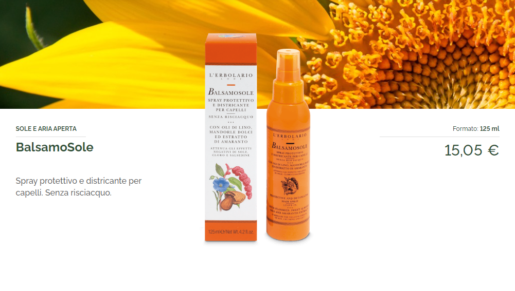 L'Erbolario Balsamosole Spray Capelli Senza Risciacquo 125 ml