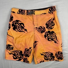 Hawaiian Island Creations Board Shorts Mens 36 Swim Surf Flames Vintage HIC