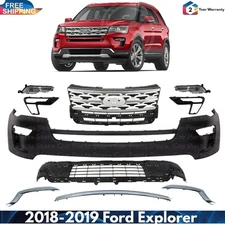 Front Bumper Cover Fascia & Grille Assembly Kit For 2018-2019 Ford Explorer