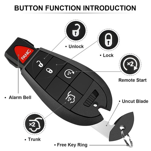 5 Button Key Fob Compatible for 2008 2009 2010 Jeep Grand Cherokee / 2008-201... - Picture 2 of 9
