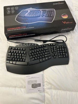 Perixx Periboard-512 Ergonomic Split Keyboard Natural Design Black Wrist Rest