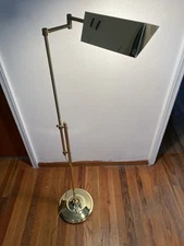 VTG Brass Triangle Floor Lamp Art Deco MCM Hollywood Regency Alsy Style GORGEOUS