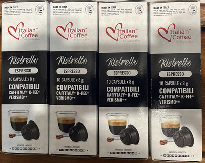 Italian Coffee  Ristretto Espresso, 4 packs, 10 capsules each K-FEE compatible