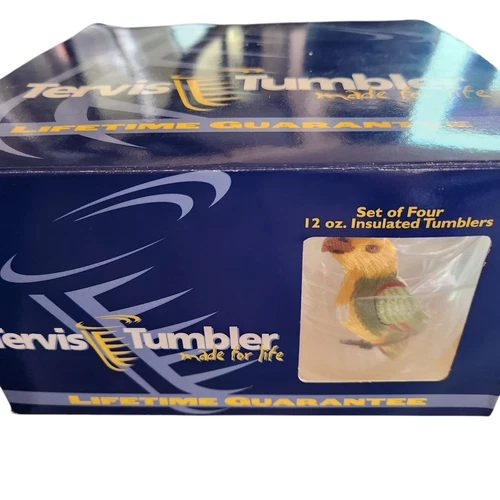 Tervis tumblers (Set of 4)  Tropical Exotic Birds 12 oz Parrot NEW NIB Plastic