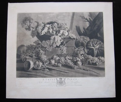 Richard Earlom: Ein Fruchtstück 1776/A Fruit Piece Print Mezzotinto - Bild 1 von 4