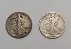 1917-D WALKING LIBERTY HALF DOLLARS X 2 OBVERSE AND REVERSE MINT MARKS