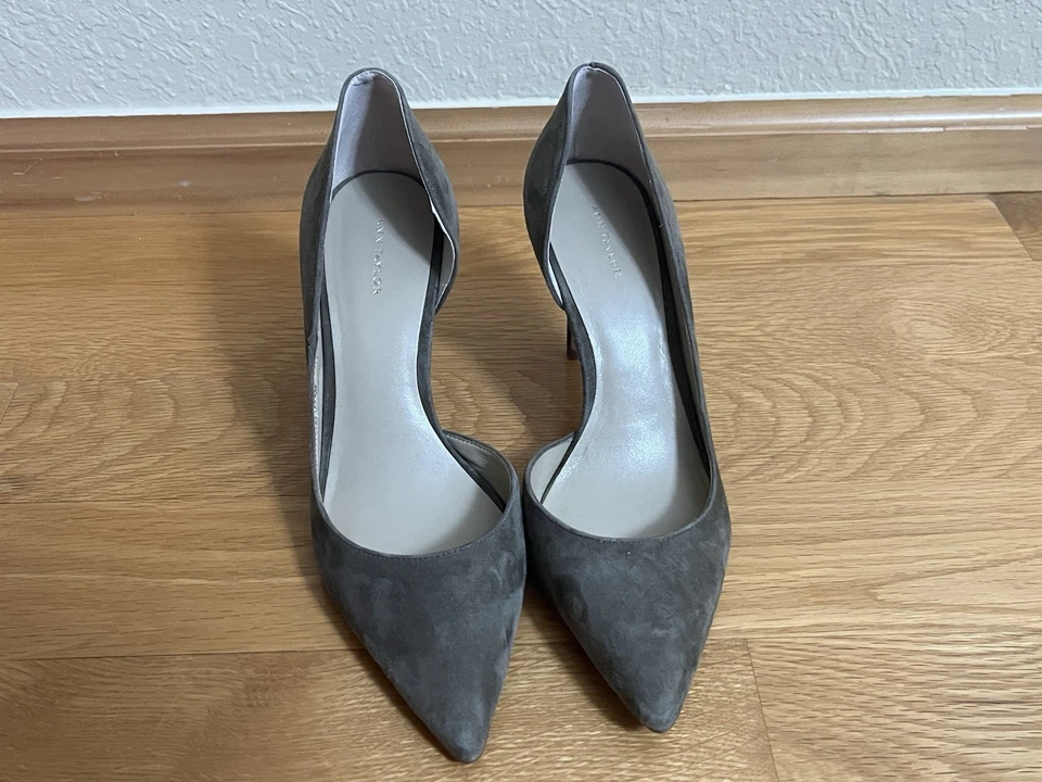 Zapatos de salón ANN TAYLOR Felipa Dorsay talla 8,5 M marrón tacón de aguja gamuza clásica para mujer Foto 3 de 4