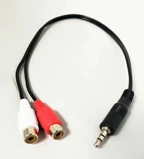 3.5mm Aux Male to Dual Female RCA Audio A/V Adapter Cable 16" Headphones Cord