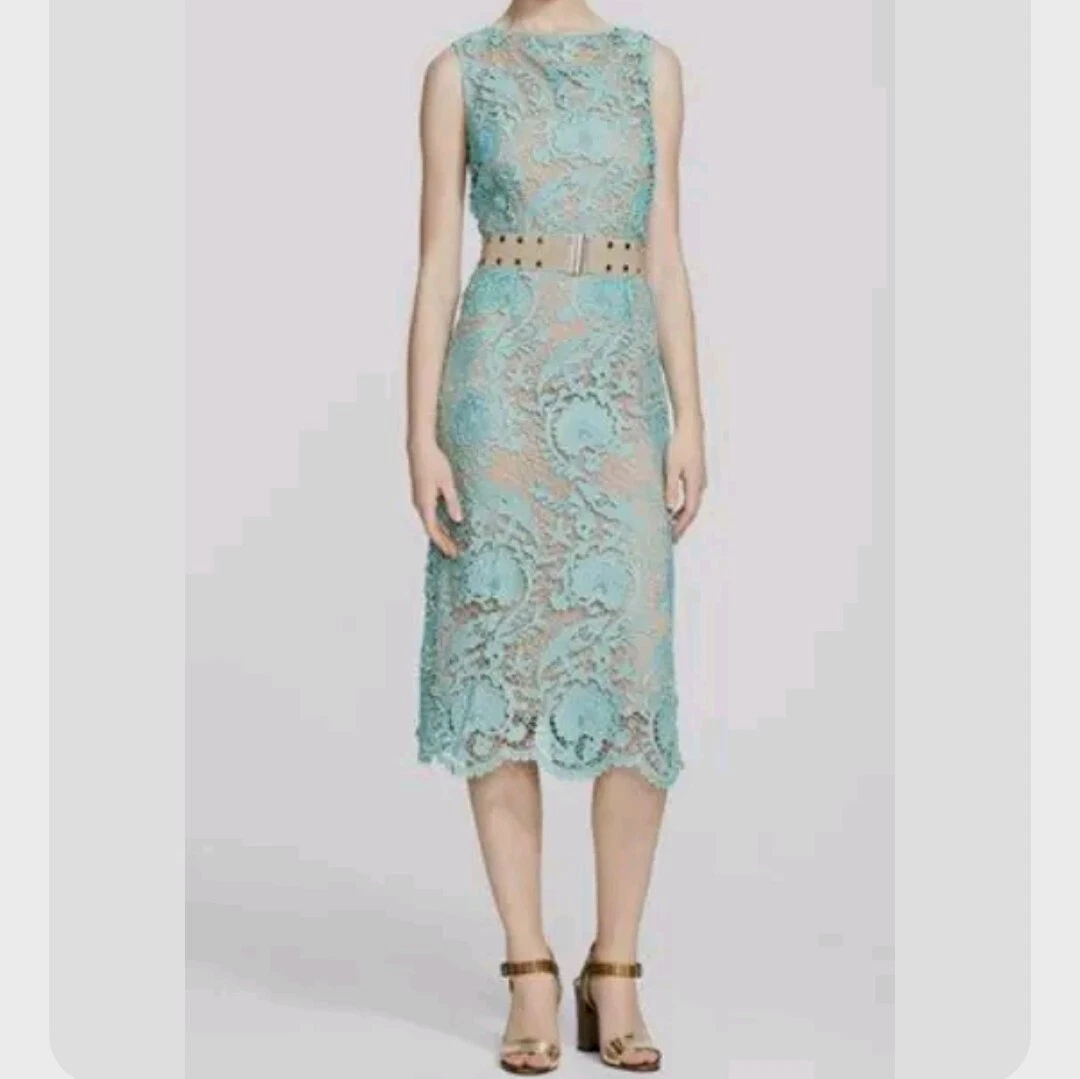 Korovilas Women's Elle Dress Mint Green Lace Sheath