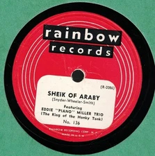 EDDIE PIANO MILLER SEMPER FIDELIS & SHEIK OF ARABY RAINBOW 10" PROMO 78 VG+