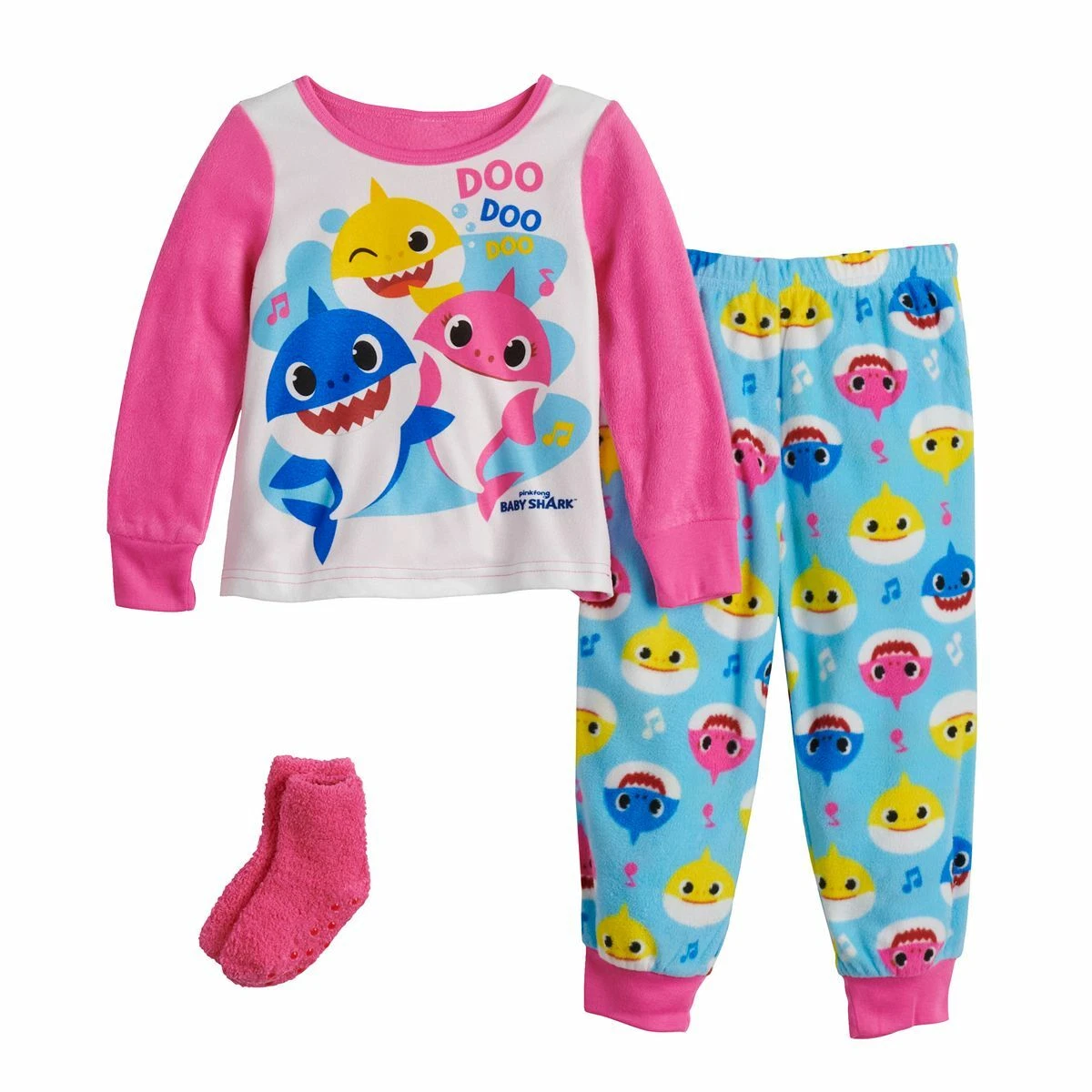 NWT Toddler Baby Shark Pajamas Shirt Pants Set Socks 3T 4T 5T Girl Pinkfong Pink