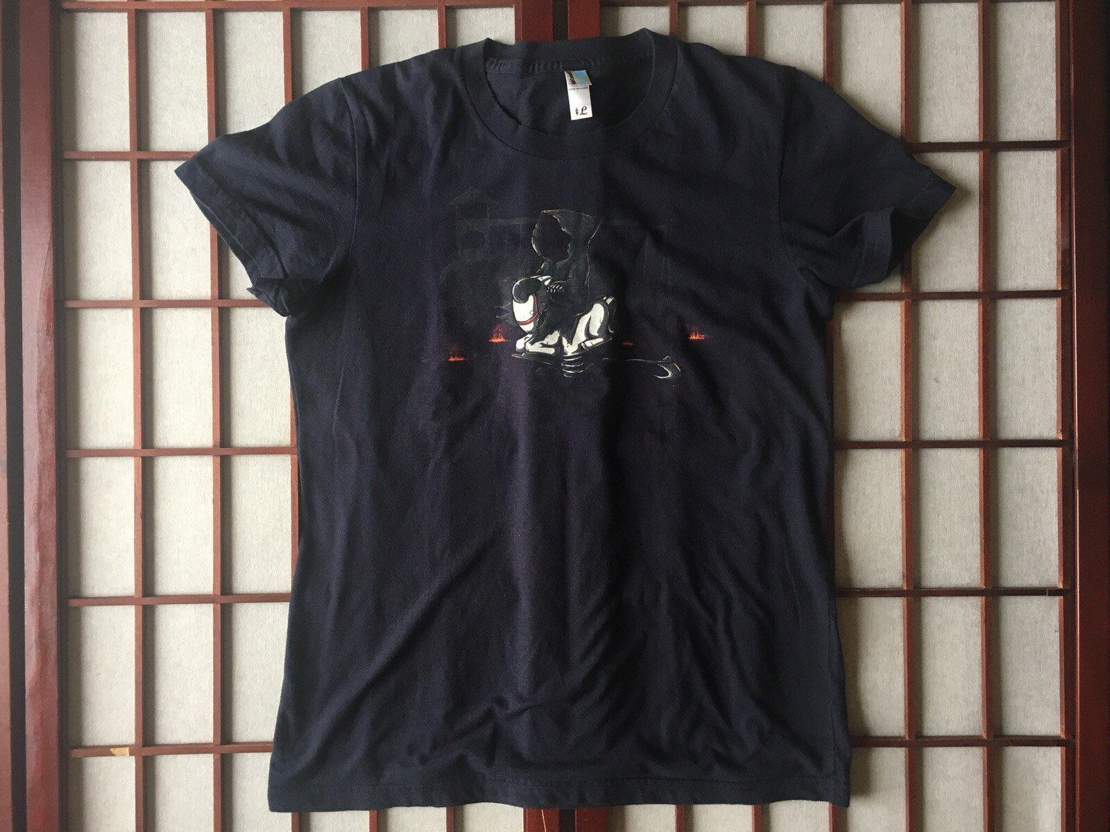 Shirt Woot Black Short Sleeve Death on Horse Funny Graphic T Shirt Women Size L