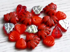 18 - CZECH RED LEAF MIX MAPLE, AB BIRCH, HEART LEAF LEAVES FALL AUTUMN CHRISTMAS