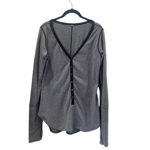 Lululemon Awesome Henley Gray Black Stripes